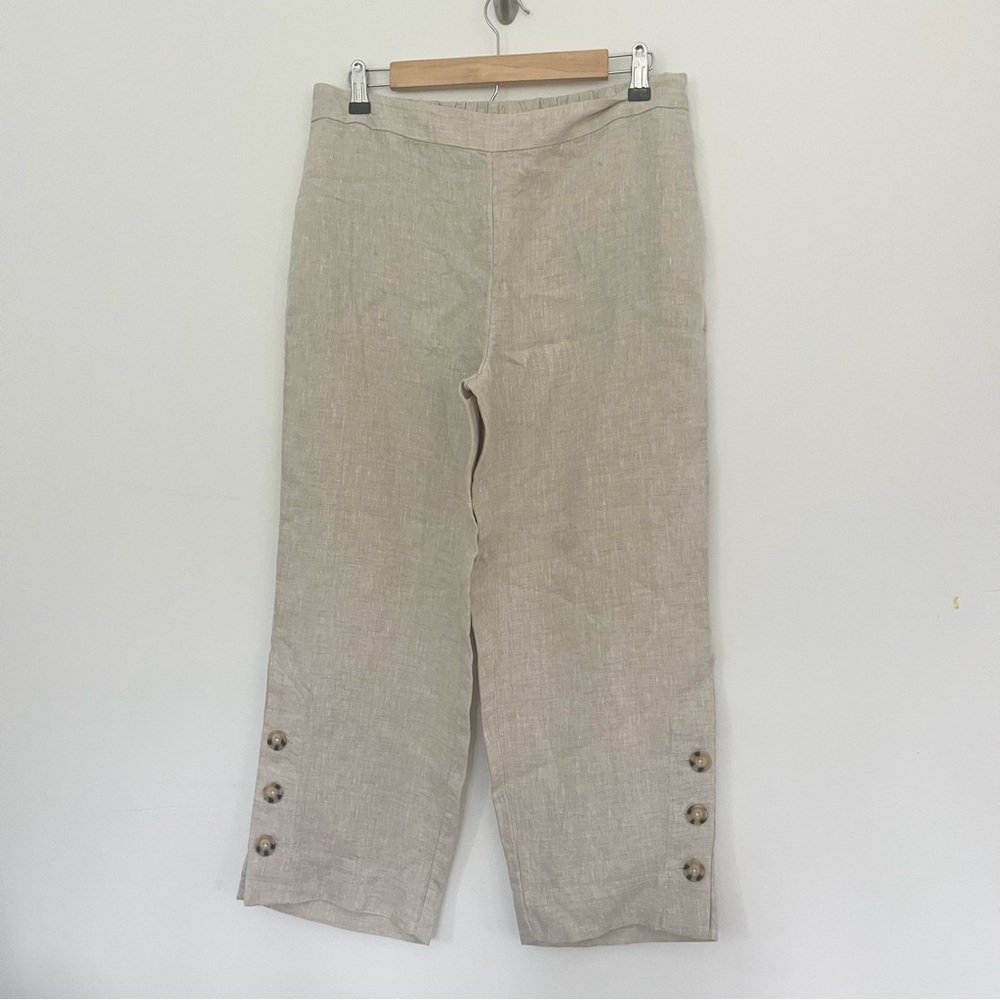 Chico’s 100% Linen Casual Wide Pants in Oatmeal Cream Sz .5 or US 6 Women’s